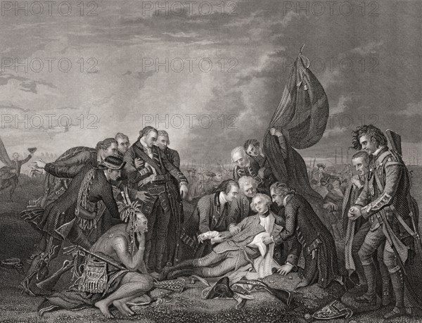 The death of James Wolfe, 1727, 1759, British general, after the battle on the Plains of Abraham,