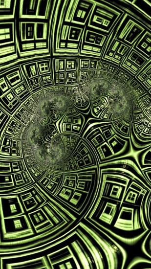 Curved grid - abstract computer-generated image. Fractal geometry: curved, distorted rectangular