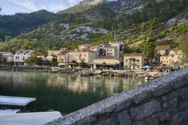 Old bridge, view of Rijeka Crnojevica, river Crnojevic, near Lake Skutari, Lake Skadar, Montenegro,