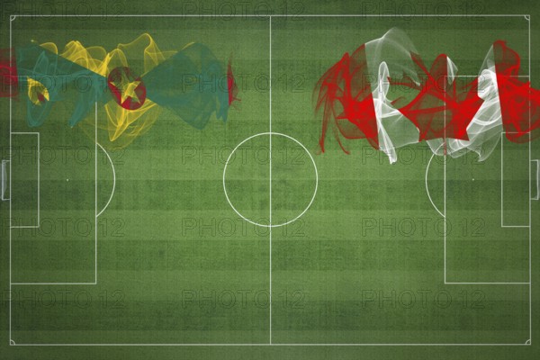 Grenada vs Canada Soccer Match, national colors, national flags, soccer field, football game,