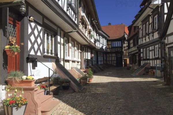 Half-timbered houses in the Engelgasse, Gengenbach old town, Ortenaukreis, Baden-Württemberg,