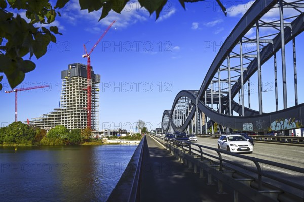 New Elbe Bridge and Elbtower construction project, construction site in the Hafencity in Hamburg,