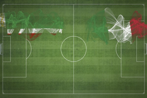 Chechnya vs Italy Soccer Match, national colors, national flags, soccer field, football game,