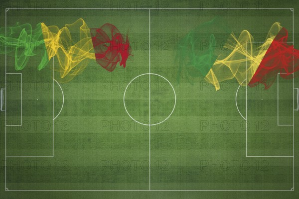 Mali vs Congo Soccer Match, national colors, national flags, soccer field, football game,