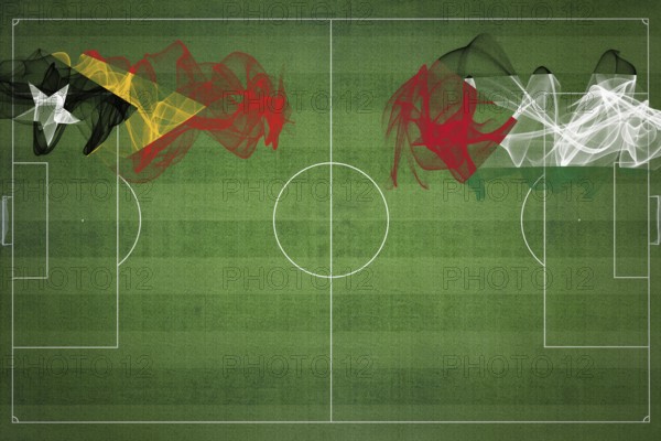 East Timor vs Palestine Soccer Match, national colors, national flags, soccer field, football game,