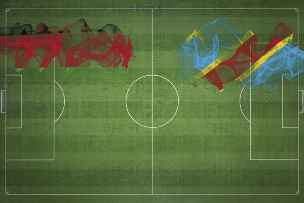 Malawi vs DR Congo Soccer Match, national colors, national flags, soccer field, football game,