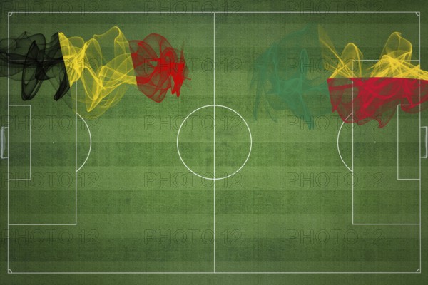 Belgium vs Benin Soccer Match, national colors, national flags, soccer field, football game,