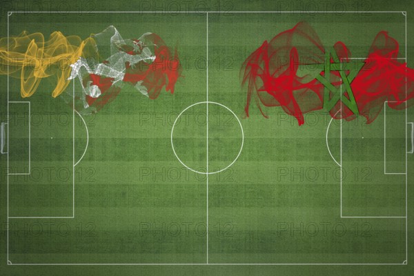 Bhutan vs Morocco Soccer Match, national colors, national flags, soccer field, football game,