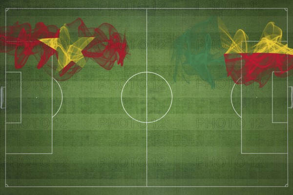 Vietnam vs Benin Soccer Match, national colors, national flags, soccer field, football game,