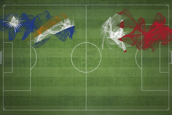 Marshall Islands vs Bahrain Soccer Match, national colors, national flags, soccer field, football