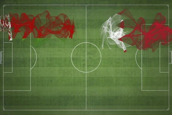 Belarus vs Bahrain Soccer Match, national colors, national flags, soccer field, football game,