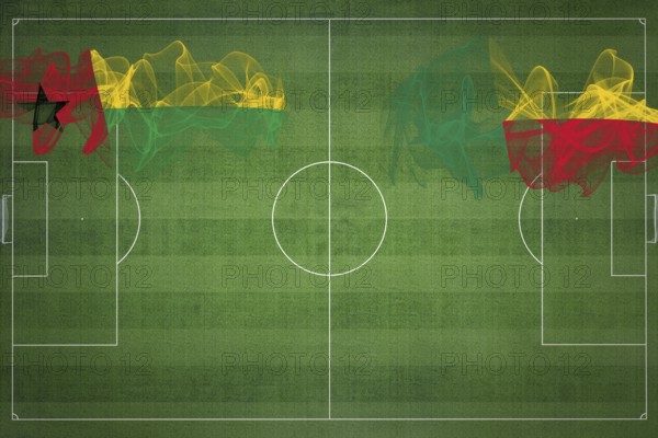Guinea Bissau vs Benin Soccer Match, national colors, national flags, soccer field, football game,