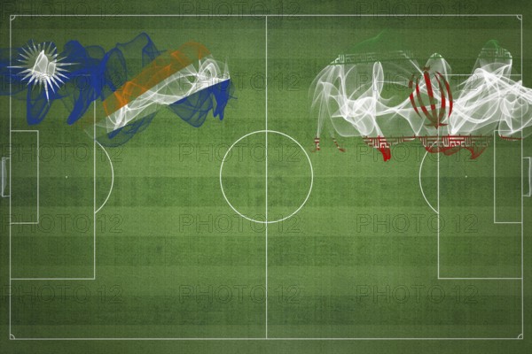 Marshall Islands vs Iran Soccer Match, national colors, national flags, soccer field, football