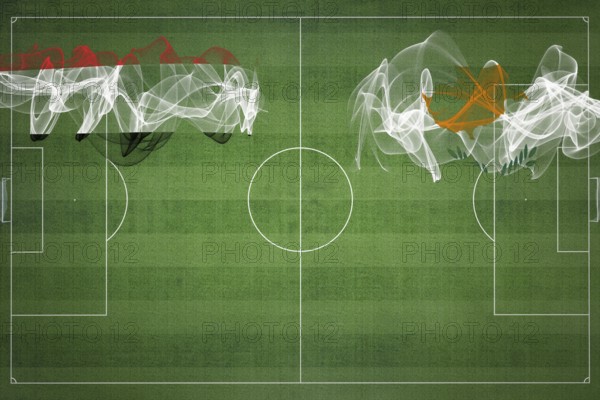 Yemen vs Cyprus Soccer Match, national colors, national flags, soccer field, football game,