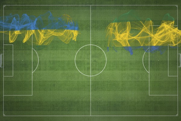 Rwanda vs Gabon Soccer Match, national colors, national flags, soccer field, football game,