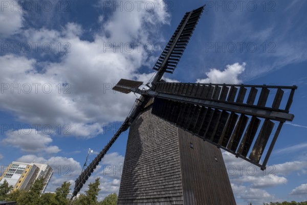 Germany, Berlin, 19.09.2023, Marzahner Bockwindmühle, a trestle windmill in Berlin-Marzahn, the
