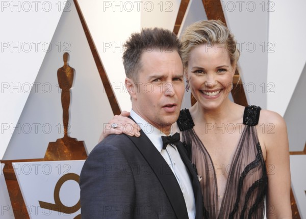 Leslie Bibb and Sam Rockwell at the 90th Annual Academy Awards held at the Dolby Theatre in