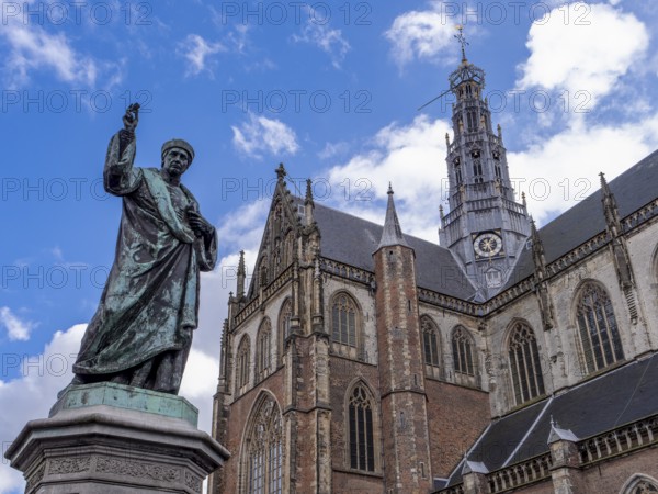Monument to the Dutch inventor of letterpress printing Laurens Janszoon Coster on the Grote Markt