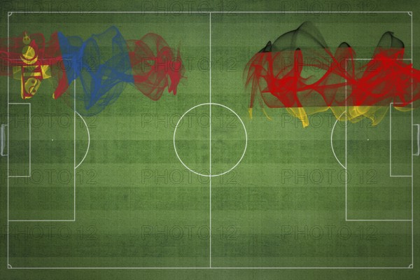 Mongolia vs Germany Soccer Match, national colors, national flags, soccer field, football game,