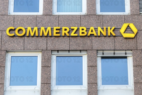 GIESSEN, Germany - 2021_04_09: Commerzbank Logo on a Facade. Commerzbank AG is one of the largest