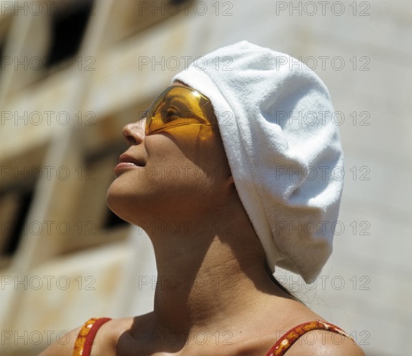 1960s glasses. Summer of 69. The young female fashion model is wearing this years model of