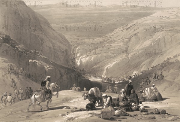 The second descent through the Siri-Kajaur Pass, Baluchistan, Pakistan, First Anglo-Afghan War,