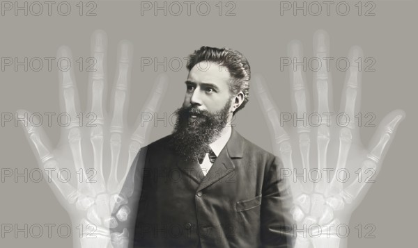Portrait of Wilhelm Conrad Röntgen, 1845 – 1923, German mechanical engineer and physicist,