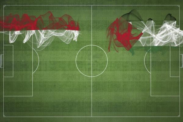Monaco vs Palestine Soccer Match, national colors, national flags, soccer field, football game,