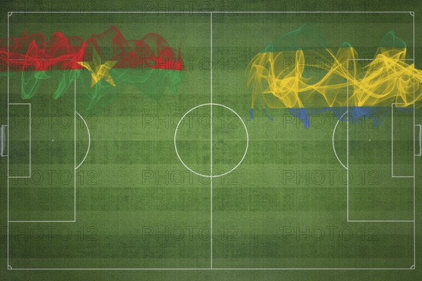 Burkina Faso vs Gabon Soccer Match, national colors, national flags, soccer field, football game,
