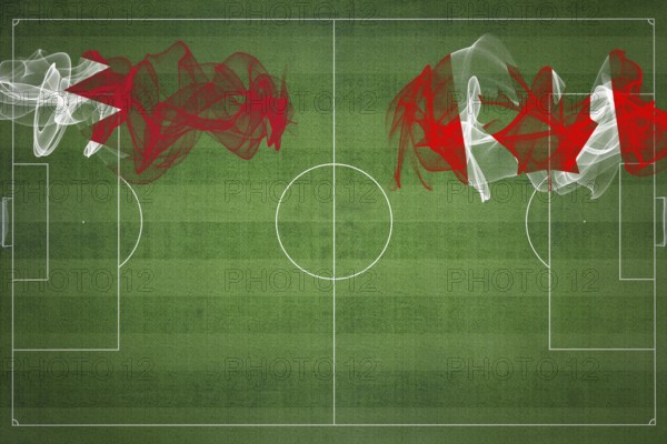 Bahrain vs Canada Soccer Match, national colors, national flags, soccer field, football game,