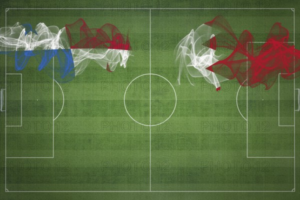 Panama vs Bahrain Soccer Match, national colors, national flags, soccer field, football game,