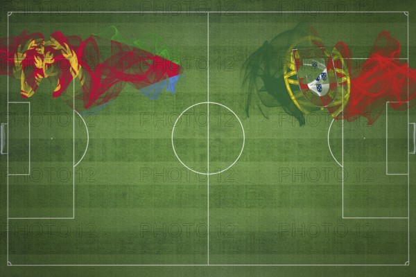 Eritrea vs Portugal Soccer Match, national colors, national flags, soccer field, football game,