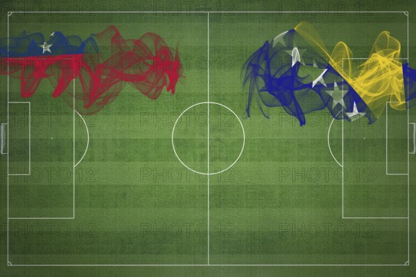 Samoa vs Bosnia and Herzegovina Soccer Match, national colors, national flags, soccer field,