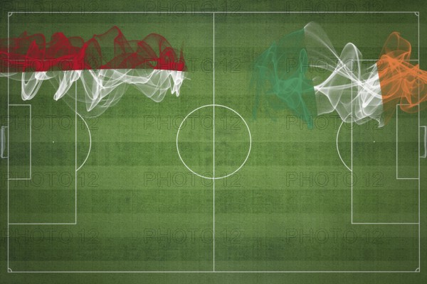 Monaco vs Ireland Soccer Match, national colors, national flags, soccer field, football game,