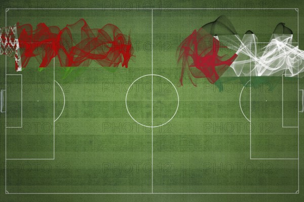 Belarus vs Palestine Soccer Match, national colors, national flags, soccer field, football game,