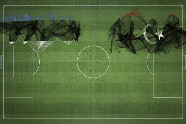Estonia vs Libya Soccer Match, national colors, national flags, soccer field, football game,