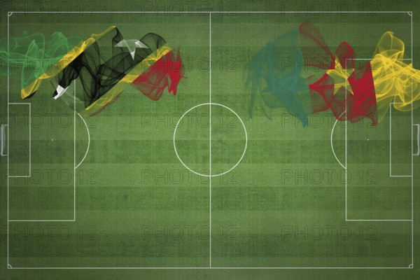 Saint Kitts and Nevis vs Cameroon Soccer Match, national colors, national flags, soccer field,