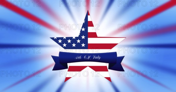 Happy 4th of July. Independence Day, Star With United States of America Flag White Abstract
