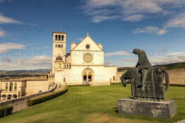 St. Francis of Assisi Church with the statue of St. Francis on a horse in the foreground. Francis