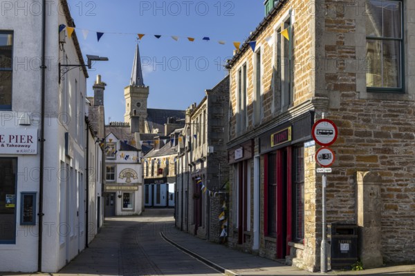 Centre of Stromness, Historic buildings at the harbour, Stromness, Mainland, Orkney, Scotland,