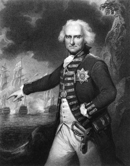 Alexander Hood, 1st Viscount Bridport (1726-1814) on engraving from 1834. Officer of the British