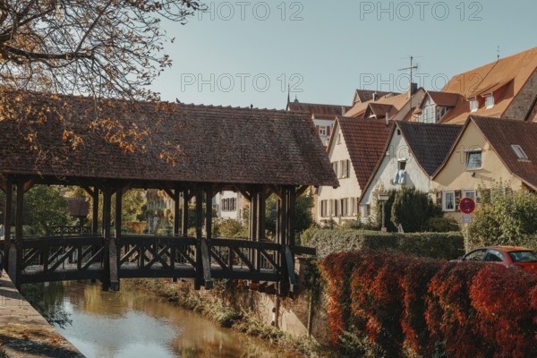 Bridge over the Metter in Bietigheim-Bissingen. Little greek in Bietigheim-Bissingen with autumn