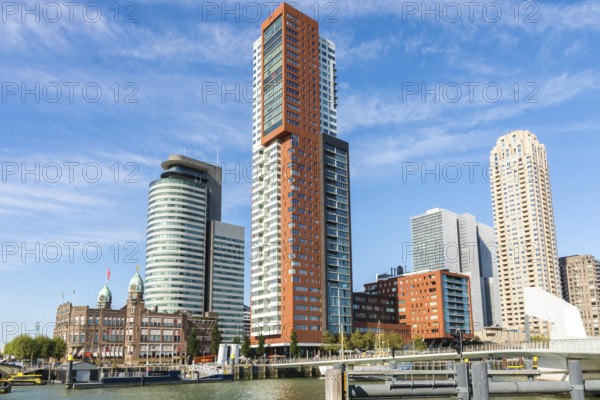 Rotterdam, Netherlands, September 2019: View on the Wilhelminapier with skyscrapers,