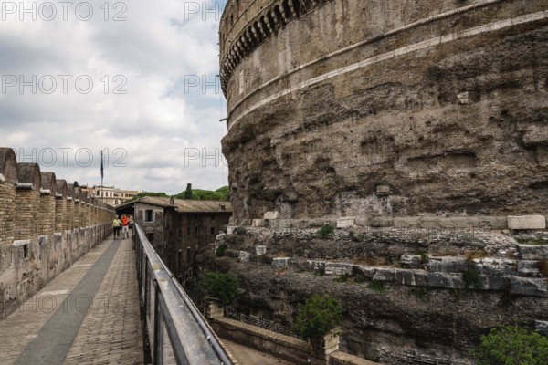Rome, Italy, August 19, 2016: Castel Sant Angelo a cloudy summer day. The Mausoleum of Hadrian,