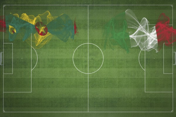 Grenada vs Italy Soccer Match, national colors, national flags, soccer field, football game,