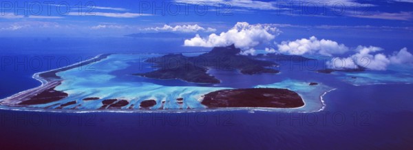 French Polynesia: The Helicopter flight and airshot from Bora Bora Island shows the beautifull