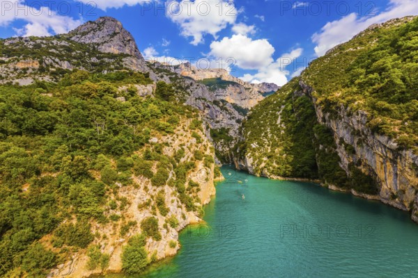 The Provence Alps. Fascinating journey along the mountain river. The Verdon River flow between the