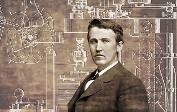 Thomas Alva Edison, 1847, 1931, American inventor, Telegraph Apparatus, Patented 1872, digitally