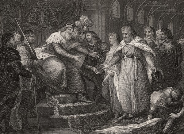 Edward, Prince of Wales, 1330-1376, presents the captive king John of France and his son to his