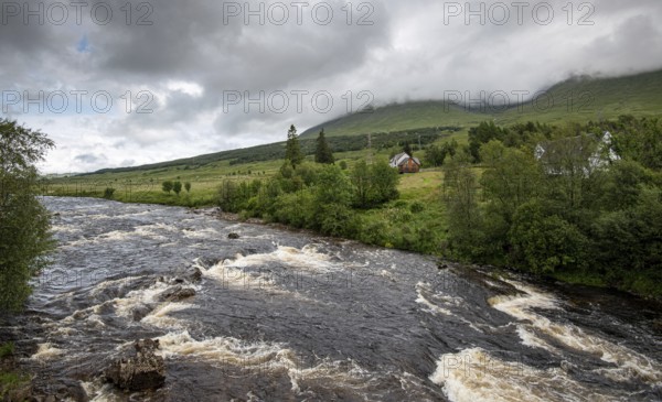 The bridge of orchy river in Argyll and Bute in the central highlands of Scotland, United Kingdom.